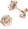 Pendientes transfronterizos de nuevo diseño negro, dorado, blanco, con diamantes y rosa, pendientes de temperamento de moda para mujer, joyería Joker de alto nivel