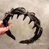 Arco de Cabelo com Strass Preto e Dentes para Arrumar Fios Soltos, Acessório de Cabelo de Luxo, Novo Estilo Primavera 2026, Design de Coroa Alta