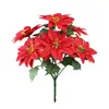 Buquê de Flores Artificiais de Natal com 7 Bico-de-Papagaios, Flores Falsas para Decoração de Casa, Decoração de Feriado de Natal, Projeto ao Ar Livre Atacado