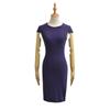 2553-25 Otoño Nuevo Estilo Europeo y Americano Chica Atractiva Sexy Falda Vestido con Abertura Alta Cuello Redondo Hombro Delgado Cadera