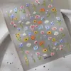 Código Secreto de TikTok Transfronterizo Nuevas Pegatinas para Uñas Estilo Japonés Ins Flor Colorida en Relieve Pegatinas para Uñas 5D Margarita