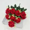 Buquê Simulados de Flores Rosa Pérola Veludo com 10 Cabeças para Decoração de Casa, Casamento, Hotel, Fotografia ao Ar Livre e Buquê de Mão