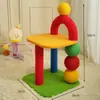 Estrutura de Escalada Colorida para Gatos Ninho de Gato Integrado Arte Mondrian Pequena Estrutura de Escalada Poste Arranhador de Sisal para Gatos Brinquedo para Gatos Placa Arranhadora para Gatos