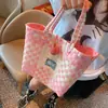 HD6127A05 Bolso Tejido de Plástico a Cuadros Multicolor, Bolso de Viaje para Playa, Bolso para Teléfono Móvil, Bolso de Mano, Bolsa de Regalo