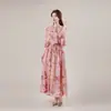 Nuevo Vestido Floral 2026 para Mujer, Corte Entallado, Elegante Vestido Largo, Vestido de Gala Holgado, Vestido Formal para Adultos, Venta al por Mayor Verano