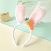 Diadema Linda de Orejas de Conejo, Tocado de Peluche de Dibujos Animados, Accesorios para el Cabello de Pascua para Niños y Adultos, Linda Decoración de Zanahoria