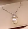 Reina de Hielo Shijia Collar de Perlas Pendientes Cadena de Plata de Ley S925 Colgante Cadena para Suéter de Cobre Cadena para Clavícula Belleza de Qingdao