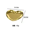Bandeja de Almacenamiento de Joyas Dorada con Forma de Corazón Plato Metálico para Anillos Placa de Acero Inoxidable Bandeja Estilo Nórdico para el Hogar