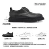 Sapatos Masculinos de Negócios Outono 2025 Casual Britânico Preto Sapatos Derby de Solado Grosso Moda Bico Redondo Sapatos Casuais de Couro Masculino