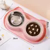 Comedero para mascotas, comedero lento anti-asfixia para perros, cuenco de agua y comida para gatos, doble cuenco, diseño anti-hormigas, antideslizante y antivuelco