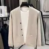 Vendedor Quente Transfronteiriço Marca da Moda Simples Moda Casual Cardigã Malharia Fábrica Roupa de Linha Masculina Camisa de Linha Jaqueta