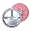 Producto Nuevo Transfronterizo Tazón Redondo de Silicona y Acero Inoxidable para Niños con Ventosa Antiescaldado y Anticaídas Vajilla de Silicona para Bebés de Grado Alimenticio