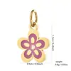 Pingente Pequeno Estiloso de Aço Inoxidável com Flor de Coqueiro Colorida Acessórios para Chaveiro, Colar, Pulseira DIY