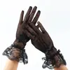 Luvas de renda infantis transfronteiriças, luvas curtas sem dedos, luvas para vestido de decoração de casamento, luvas de renda de rede de pesca para casamento no atacado