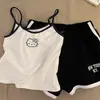 Pijama Femenino HelloKitty con Sujetador Incorporado Pure Desire Sexy Camisola sin Mangas Shorts Ropa para el Hogar Estilo Hombros Descubiertos Se Puede Usar al Aire Libre