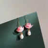 Nuevos Pendientes Guofeng Xiuhe Estilo Chino Retro Literarios Personalidad Lirio del Valle Borla Pendientes de Tachuela Sentido del Diseño de Nicho Pendientes Colgantes Mujer