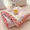Versión Coreana 2026 Encaje Francés Estampado Floral Madre-Hijo Algodón Puro Doble Capa de Gasa Colcha de Verano Estilo Princesa Fresca Colcha Refrigerante de Verano