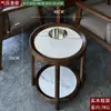 Mesa de Café Mahjong de Gama Alta con Forma de Abanico para Hotel Madera Maciza Placa de Roca Pequeño Estante de Almacenamiento Sala de Ajedrez y Cartas Estante para Agua de Té Especial para Casa de Té Antiescaldado