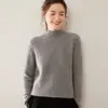 Suéter de Cachemira de Color Sólido para Mujer, Cuello Semi Alto, Holgado, Grueso, Tejido de Cable, Tejido Retro, Suéter Base