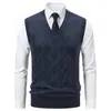 2025 Comércio Exterior Amazon Masculino Gola V Slim Fit Jacquard Suéter Colete Tamanho Grande Casual Tricô Colete