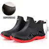 Botas de Lluvia de Moda Transfronterizas para Hombre, Suela Gruesa, Cómodas, Versátiles Zapatos de Agua, Estilo Pareja, Trabajo Diario Antideslizantes Zapatos de Goma para Cocina