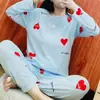Pijamas de Primavera y Otoño para Mujer, Delgados de Cuello Redondo, Estilo Lindo, Chica de Cómics, Pequeño, Delgado, Conjunto de Ropa de Casa de Otoño e Invierno