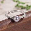 Anel Feminino Shijia Pérola Cheio de Diamantes Pérola Imitação Luxo Leve High-end Simples Nicho Design Anel de Abertura Explosivo Moda