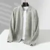 Cárdigan de Punto Grueso Bicolor de Terciopelo 100% Lana Pura, Cuello Alto, Cremallera, Holgado, Casual, Ropa de Abrigo Otoño/Invierno Nuevo
