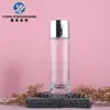 Em estoque popular transparente moderno garrafa de vidro 200ml reta redonda frasco de tônico hidrolato embalagem vazia para cuidados com a pele material de embalagem