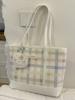 Bolso de Hombro para Mujer Bolso Tote de Moda Nuevo Estilo 2025 Bolso de Axila de Gran Capacidad a Cuadros para Viajes