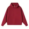 Sudadera con Capucha y Cremallera Pesada de Algodón Líquido tipo Sandwich, Mangas Raglán, Cordón, Chaqueta Trendy Personalizada, Top Listo para la Venta