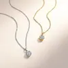 Collar de Plata de Ley S925 con Moissanita para Mujer Colgante Burbuja Redondo Engastado en Bisel Cadena Sencilla para Clavícula Stock de Fábrica Accesorios para Transmisión en Vivo