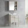 Nuevo Conjunto Combinado de Gabinete de Baño de Pie Grueso Estilo Chino de Aluminio Espacial con Espejo de Gabinete de Apertura y Cierre y Lavabo Cerámico Integrado