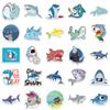 50 Adesivos de Tubarão Fofo de Desenho Animado Personalizados Decorativos para Bagagem Caderno À Prova D'água Removíveis Não Repetitivos