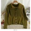 Cardigan de Punto con Cuello de Muñeca Estilo Suave para Mujer Otoño e Invierno Estilo Perezoso Sentido del Diseño Nicho Suave Pegajoso Abrigo Suéter de Solapa