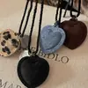Fiebre de Bloguera Coreana Mismo Collar de Corazón con Estampado de Leopardo Diseño Nicho para Mujer Cadena Larga para Suéter Accesorios de Alta Gama