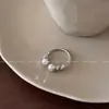 Anillo Abierto de Perlas Dobles Retorcidas Diseño de Nicho para Mujer Anillo de Dedo con Diamante Rai Lujo Ligero Elegante Alto Grado Anillo Apilable