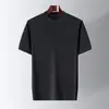 Suéter masculino de lã fina yingao, manga curta, gola redonda, cor sólida, tricô, casual de negócios, camada base masculina fina
