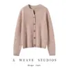 Nuevo cárdigan de cachemir 100% puro para mujer Otoño e Invierno, cuello semiabierto, chaqueta tejida con hilo de oro, suéter holgado y grueso