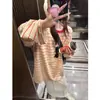 Conjunto de Otoño Temprano Estilo Coreano, Camiseta de Manga Larga a Rayas Bloque de Color para Mujer, Diseño Holgado de Longitud Media, Top Casual, Camiseta Básica