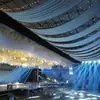 Cortinas de Tela Elástica para Techo de Boda Tela de Seda de Leche Plana para Techo de Salón de Bodas Chino Tela Decorativa Cortinas de Gasa