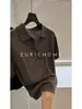 Zurich Home Básico Polo Casual Versátil Textura de Linho Gola Polo Tricô Manga Curta Camiseta Top