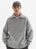 Suéter Vintage com Meio Zíper para Homens, Tricô Novo para Outono e Inverno para Casais com Gola Lapela, Peça Básica Estilo Japonês