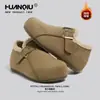 Moda Global Sapatos Birkenstock para Mulheres 2025 Novo Outono/Inverno Botas de Neve Espessadas Forradas com Lã Sapatos de Algodão Quentes para Calçar