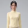 Top de Yoga Adelgazante de Manga Larga con Cuello Alto y Cremallera Completa, Corte 3D, para Correr, Fitness, Deportes, Ropa de Yoga para Mujer