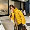 Jaqueta de Penas de Algodão com Costelas Leve para o Inverno Feminina Estilo Coreano Fina Cor Sólida Roupa Externa para Pessoas Baixas Versátil Quente Moderna