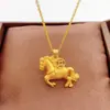 Collar de Caballo del Zodiaco Color Oro Arena Estilo Nuevo Colgante de Riqueza Inmediata Estilo Étnico No se Desvanece Fácilmente y Resistente al Desgaste Venta al por Mayor