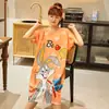 Pijamas para Mulheres, Camisolas de Verão, Roupas Fofas de Estudante Estilo Coreano, Roupas Doces de Casa com Desenho Animado, Camisolas de Verão para Meninas para Usar Fora