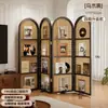 Tampa de tomada vertical para ar condicionado de sala de estar, divisória de tela dobrável de madeira maciça, nova prateleira de meia-parede de canto