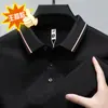 Nueva colección de primavera y otoño: Camiseta de manga larga holgada, ligera y elegante para hombre, de color liso y con un cuello polo clásico, adecuada para hombres de mediana edad en entornos de negocios casual.